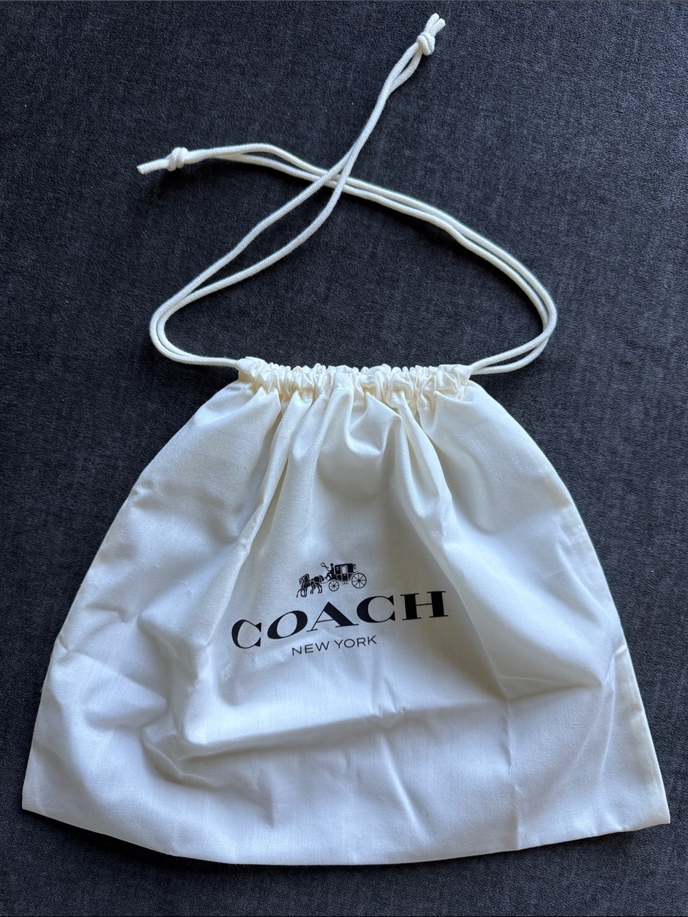 Coach White Drawstring Dust Bag with Logo